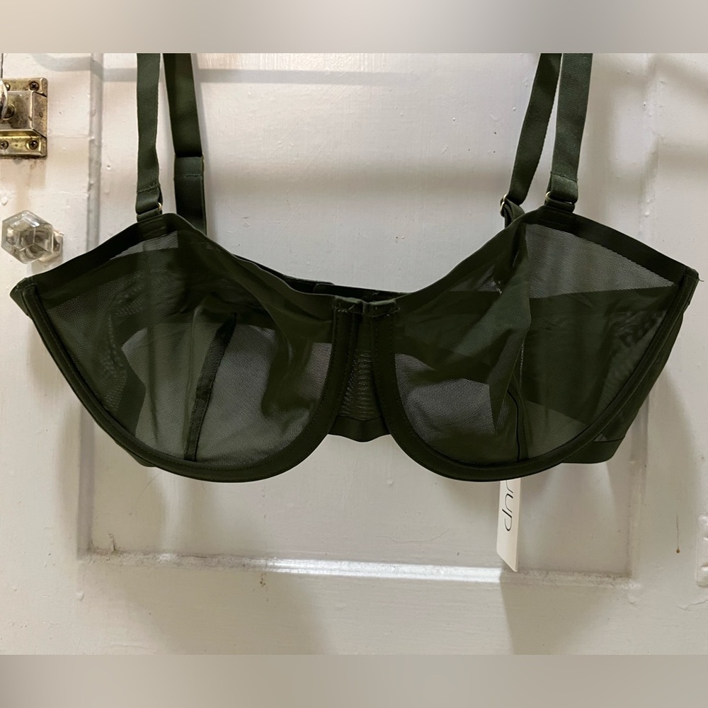 CUUP Sheer Vine Green Balconette Bra NWT